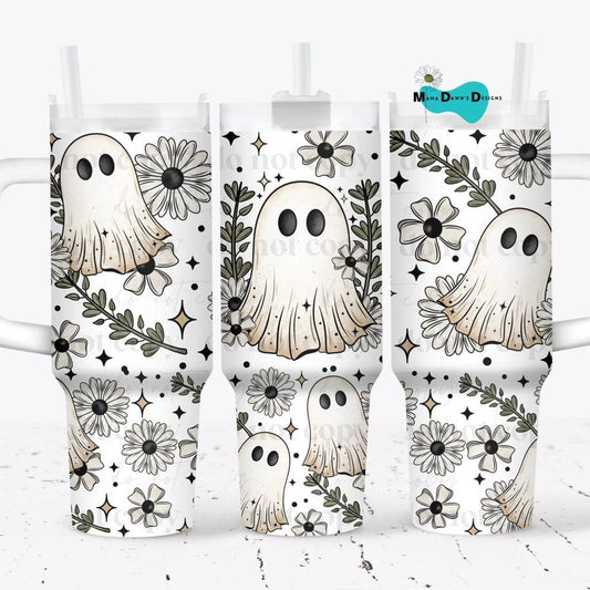 Ghost White Floral 40 oz Tumbler