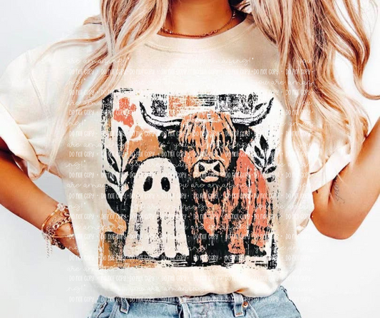Highland Cow Ghost Sand Tee